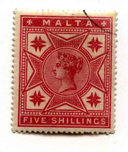 Malta 5 Shillings stamp